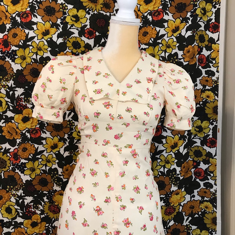 Vintage 70s Empire Puff sleeve Maxi dress